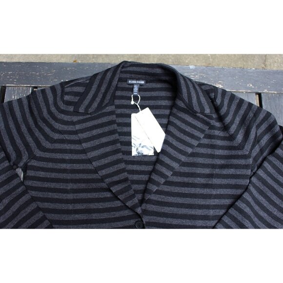 New w/Tags - Eileen Fisher Notch Collar Striped Blazer -100% Merino Interlock, M - Picture 10 of 11